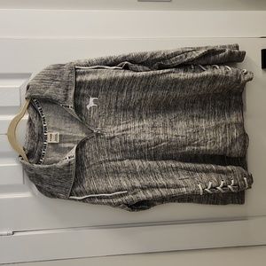🌸3/$25!Victoria's Secret Pink heather gray quarter zip sweatshirt - size medium